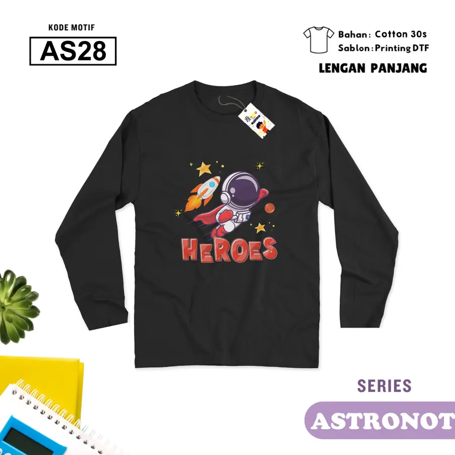AS28 - Kaos Kids/Junior Cotton 30s Panjang [Varian: S Kids (1-2 y) / Biru Turkish]