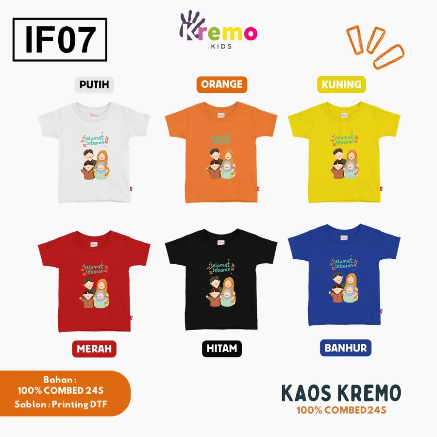 IF07 - Kaos Kids Combed 24s Pendek [Varian: S (3-4 y) / Biru]