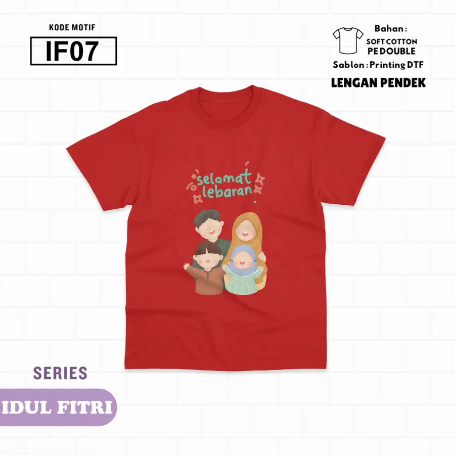 IF07 - Kaos Kids Soft Cotton Pendek [Varian: L (5-6 y) / Hitam]