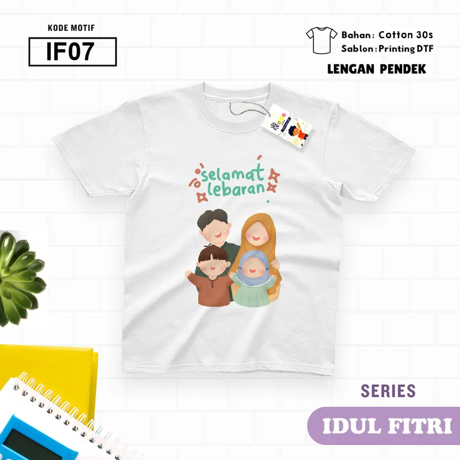 IF07 - Kaos Kids/Junior Cotton 30s Pendek [Varian: S Kids (1-2 y) / Biru Turkish]