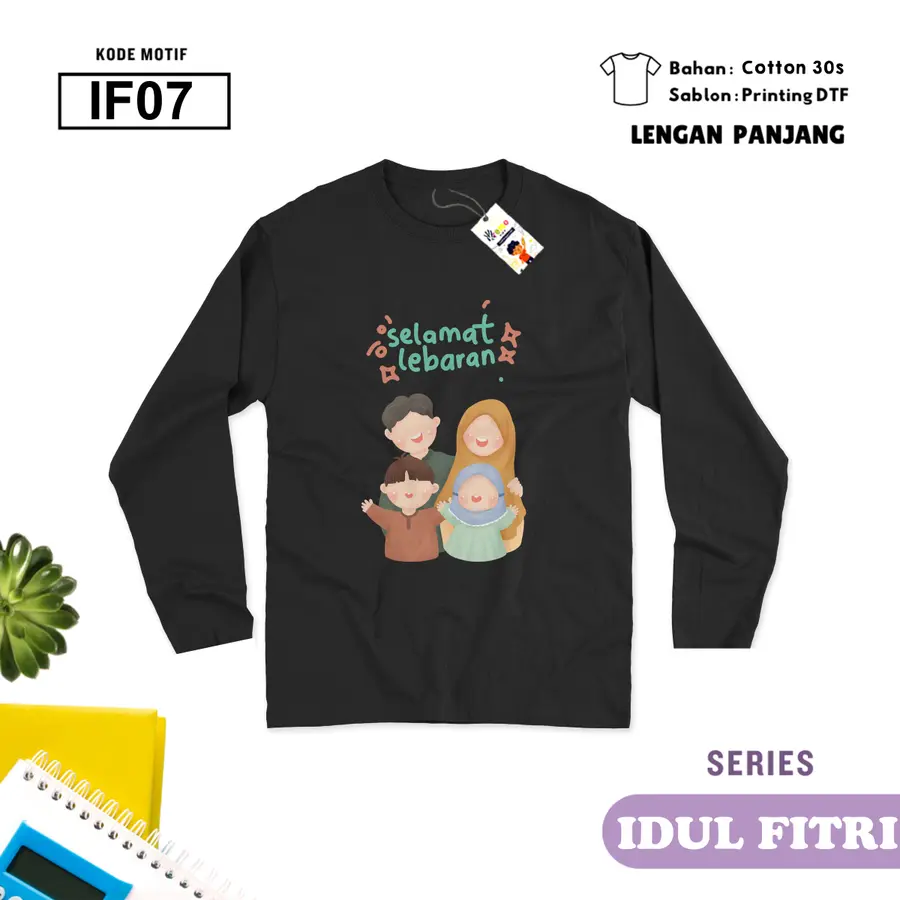 IF07 - Kaos Kids/Junior Cotton 30s Panjang [Varian: S Kids (1-2 y) / Biru Turkish]