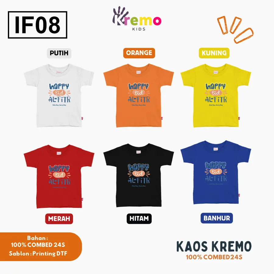 IF08 - Kaos Kids Combed 24s Pendek [Varian: S (3-4 y) / Biru]