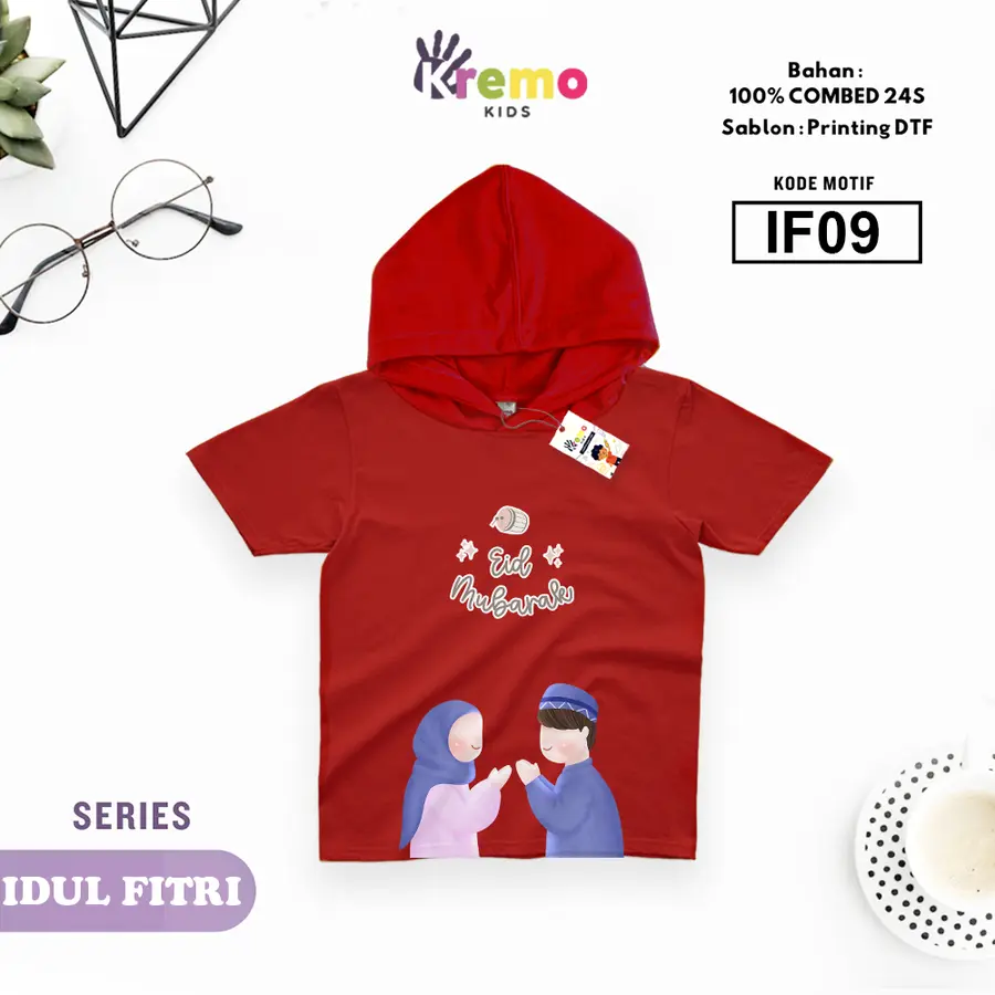 IF09 - Hoodie Kids Combed 24s Pendek [Varian: S (3-4 y) / Biru]