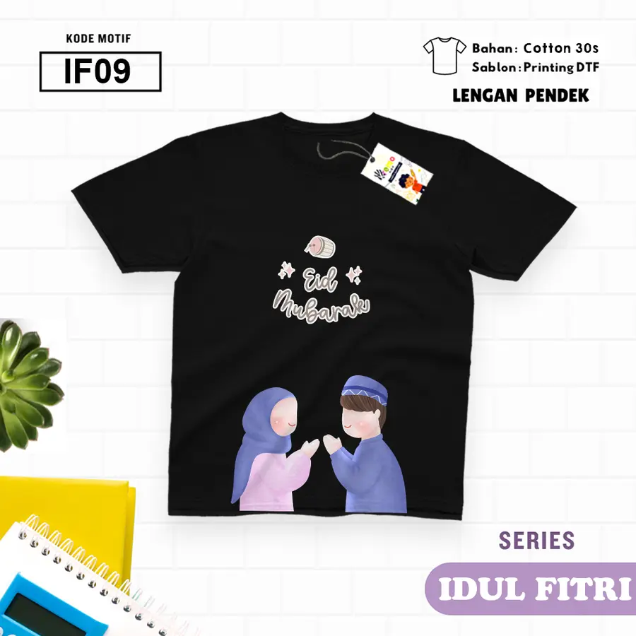 IF09 - Kaos Dewasa Cotton 30s Pendek [Varian: M / Biru Turkish]