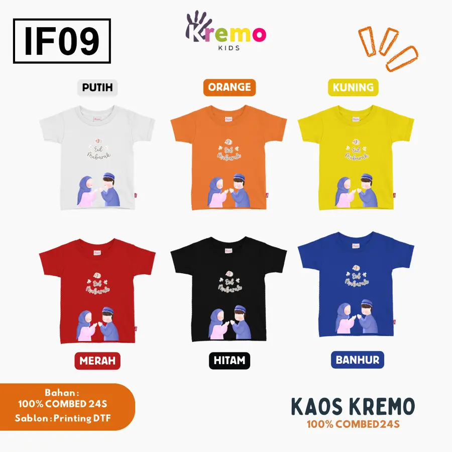 IF09 - Kaos Kids Combed 24s Pendek [Varian: S (3-4 y) / Biru]