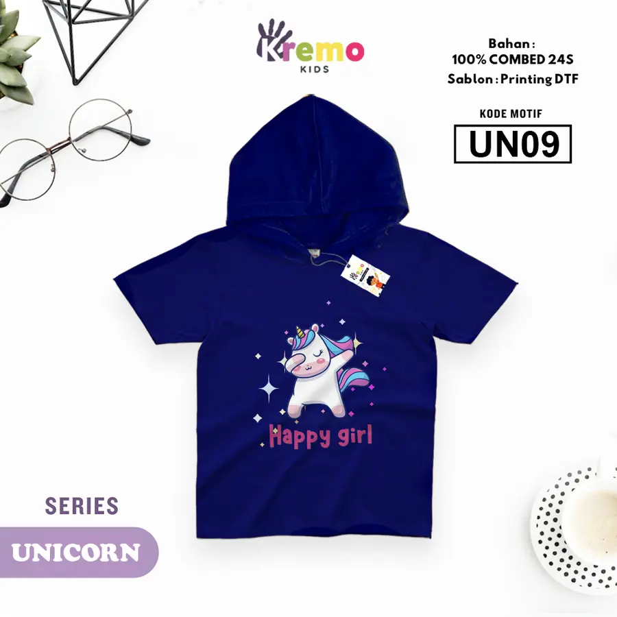 UN09 - Hoodie Kids Combed 24s Pendek [Varian: S (3-4 y) / Biru]