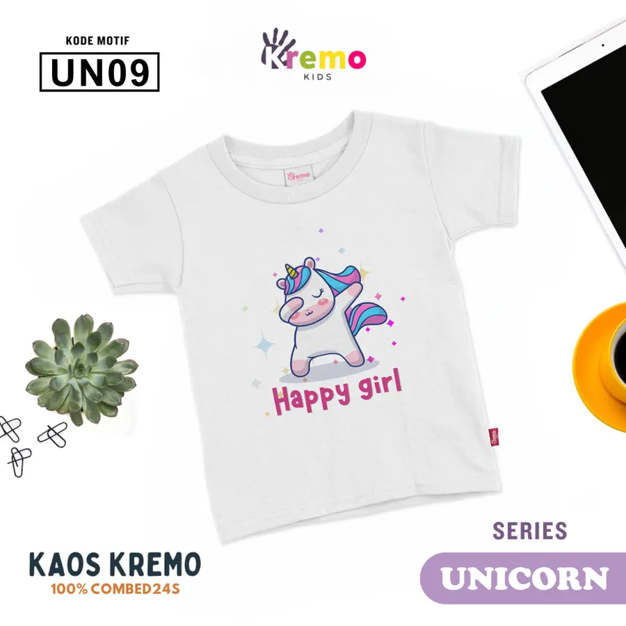 UN09 - Kaos Kids Combed 24s Pendek [Varian: S (3-4 y) / Biru]