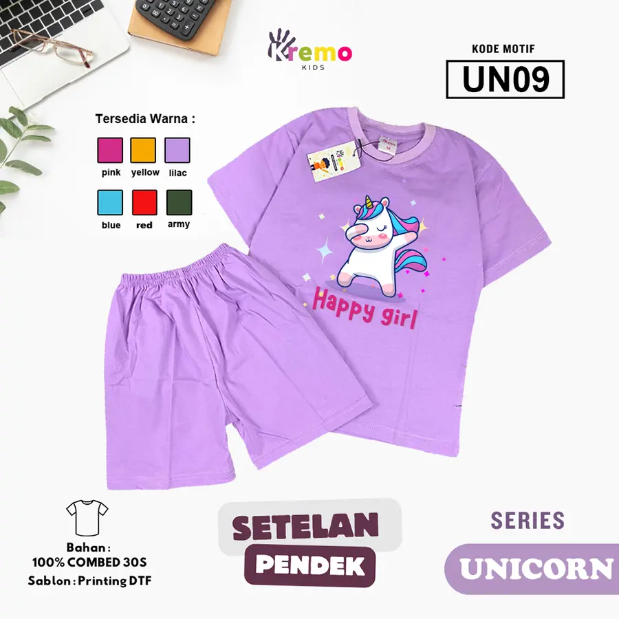 UN09 - Setelan Kids Combed 30s Pendek [Varian: S (3-4 y) / Army]