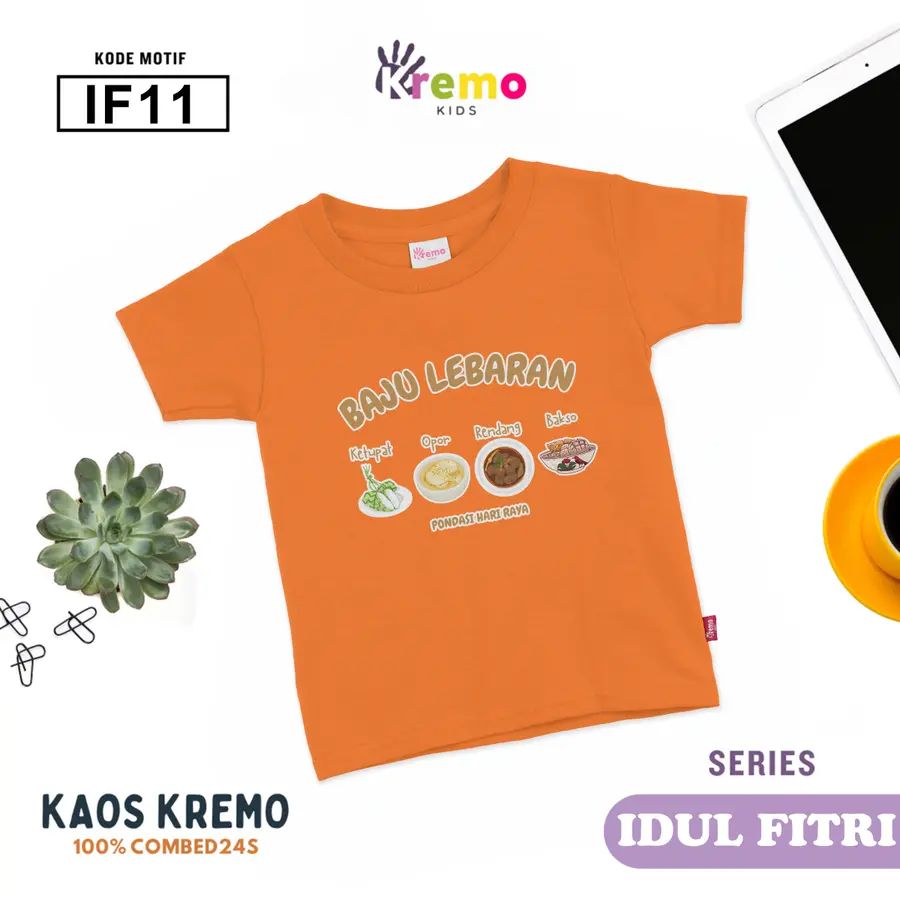 IF11 - Kaos Kids Combed 24s Pendek [Varian: S (3-4 y) / Biru]