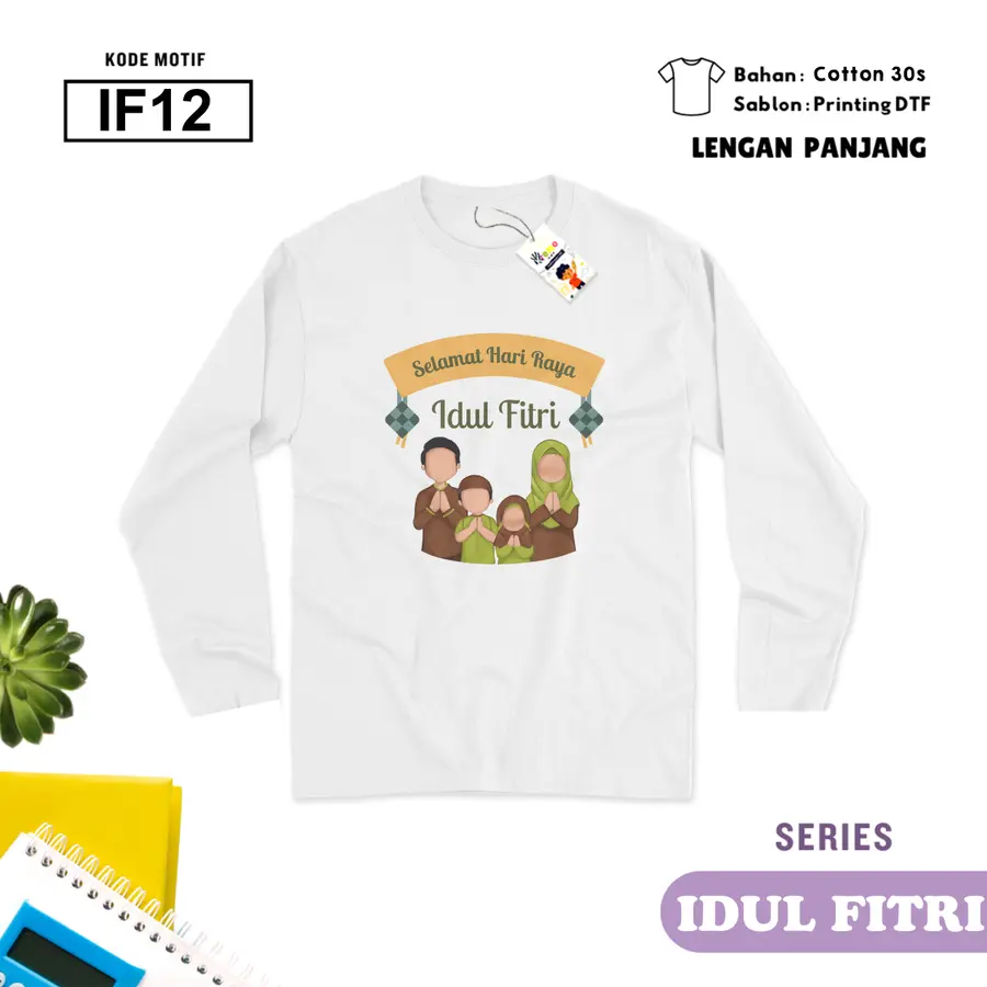 IF12 - Kaos Kids/Junior Cotton 30s Panjang [Varian: S Kids (1-2 y) / Biru Turkish]