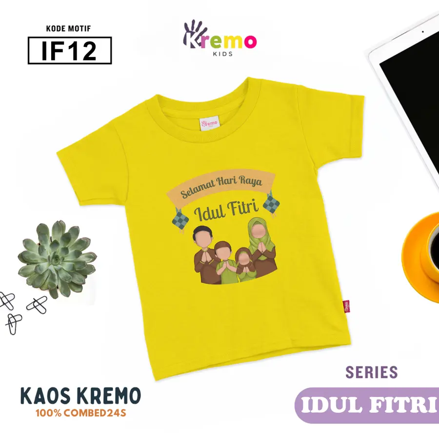 IF12 - Kaos Kids Combed 24s Pendek [Varian: S (3-4 y) / Biru]