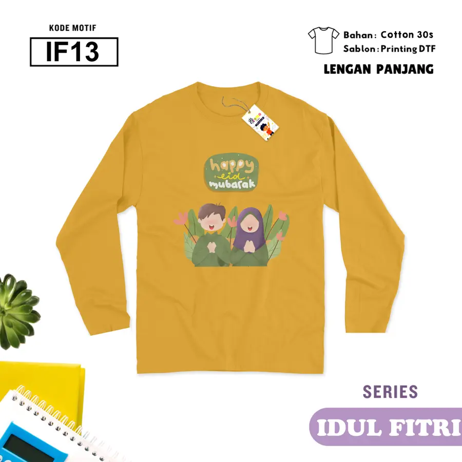 IF13 - Kaos Dewasa Cotton 30s Panjang [Varian: M / Hitam]