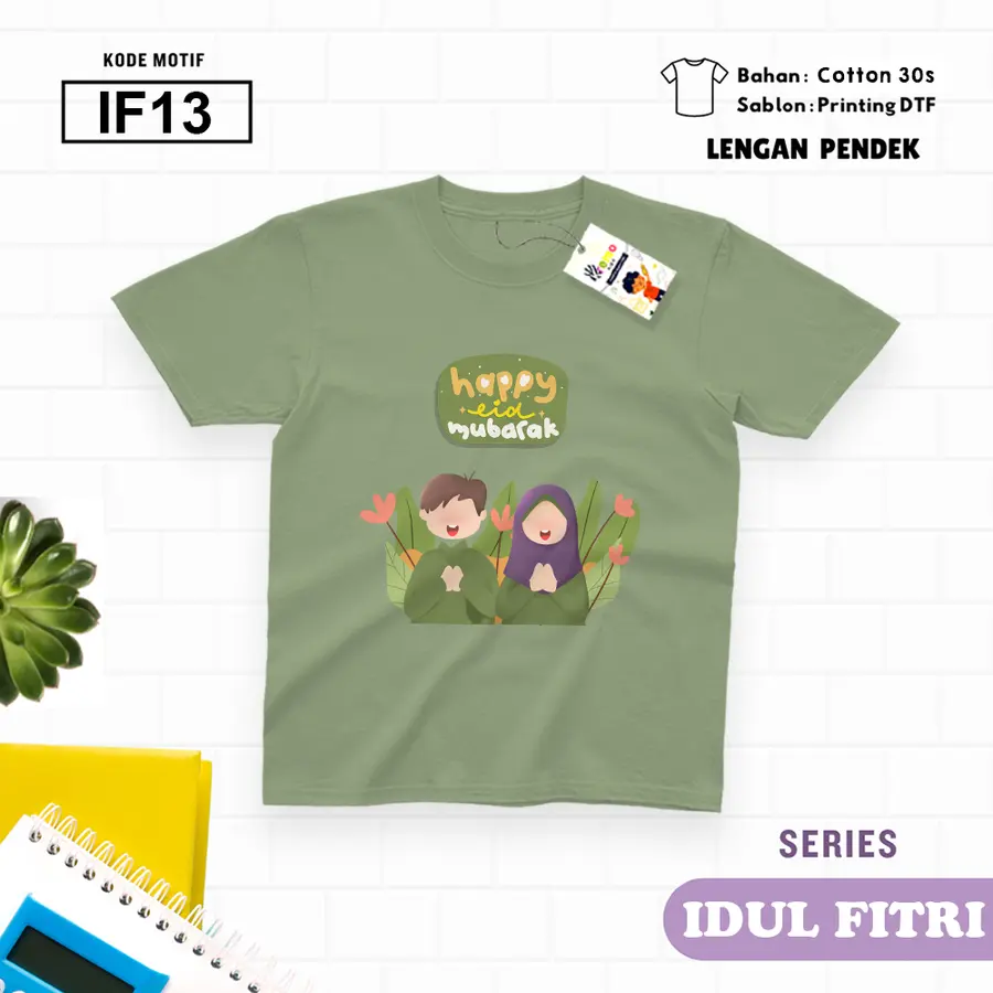 IF13 - Kaos Dewasa Cotton 30s Pendek [Varian: M / Biru Turkish]