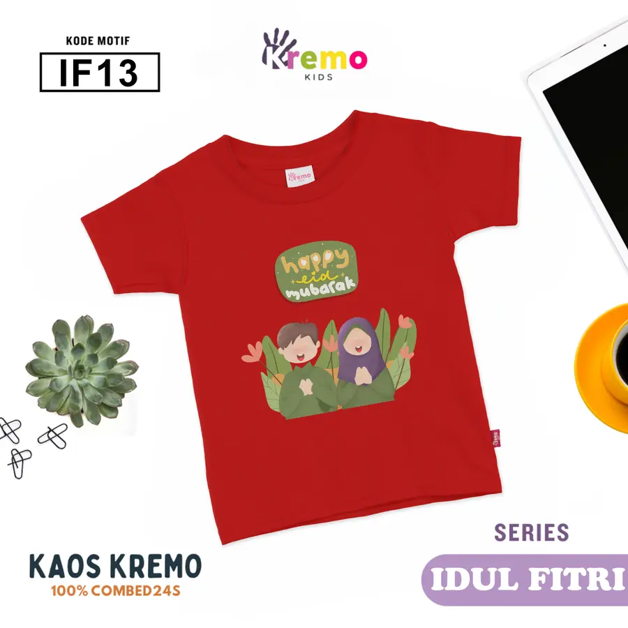 IF13 - Kaos Kids Combed 24s Pendek [Varian: S (3-4 y) / Biru]