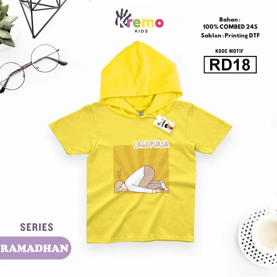 RD18 - Hoodie Kids Combed 24s Pendek [Varian: S (3-4 y) / Biru]