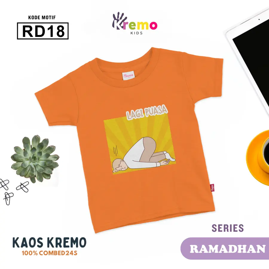 RD18 - Kaos Kids Combed 24s Pendek [Varian: S (3-4 y) / Biru]