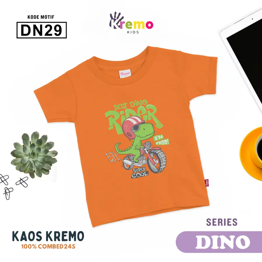 DN29 - Kaos Kids Combed 24s Pendek [Varian: S (3-4 y) / Biru]