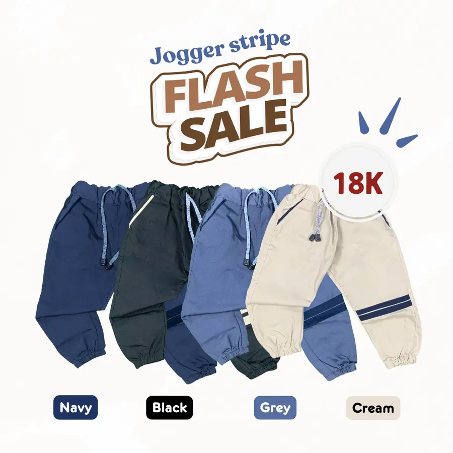 FLASH SALE CELANA JOGGER STRIPE [Varian: L / BLACK]