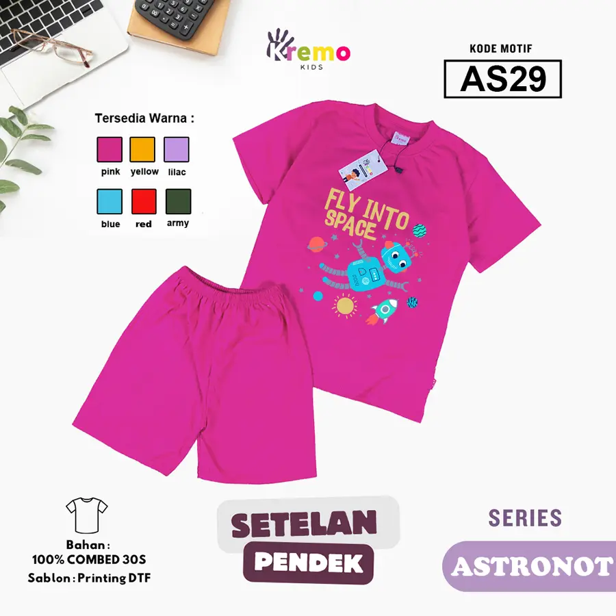 AS29 - Setelan Kids Combed 30s Pendek [Varian: S (3-4 y) / Army]