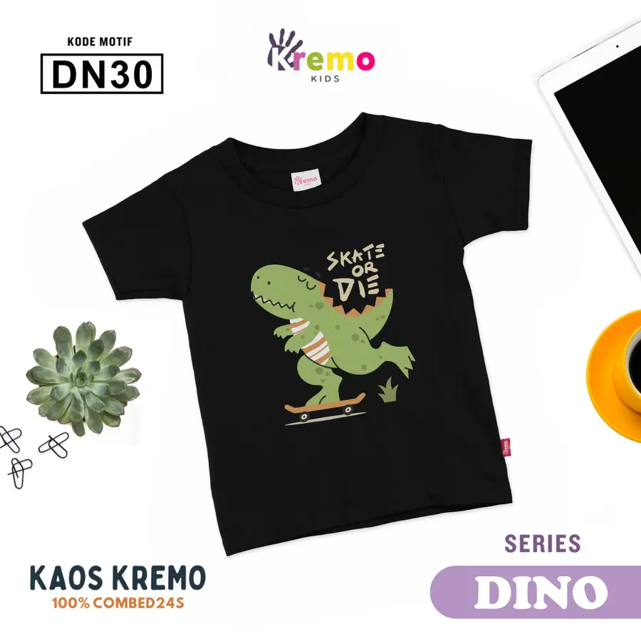 DN30 - Kaos Kids Combed 24s Pendek [Varian: S (3-4 y) / Biru]