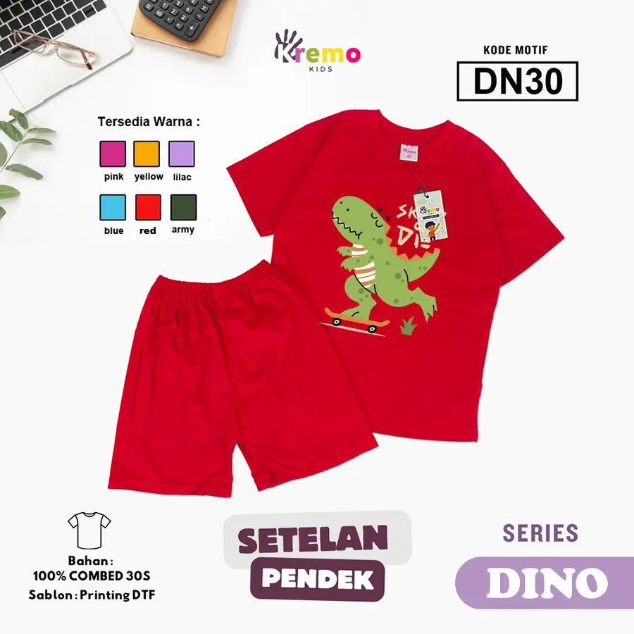 DN30 - Setelan Kids Combed 30s Pendek [Varian: S (3-4 y) / Army]