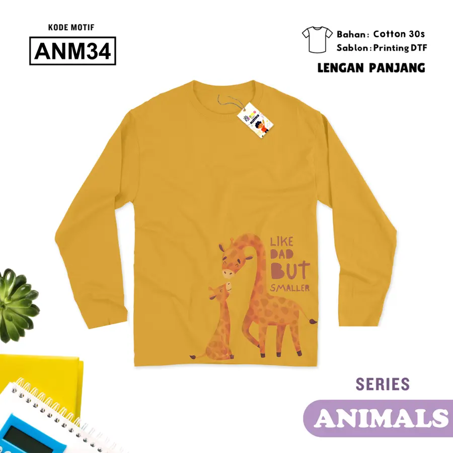 ANM34 - Kaos Dewasa Cotton 30s Panjang [Varian: M / Hitam]