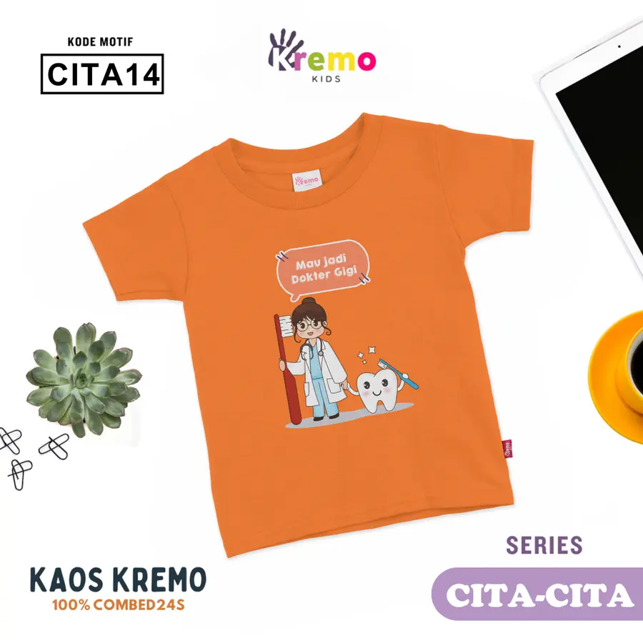 CITA14 - Kaos Kids Combed 24s Pendek [Varian: S (3-4 y) / Biru]