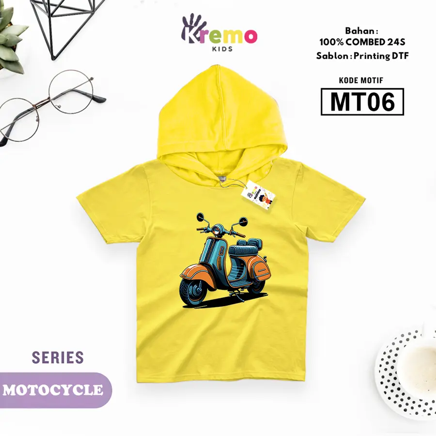 MT06 - Hoodie Kids Combed 24s Pendek [Varian: S (3-4 y) / Biru]