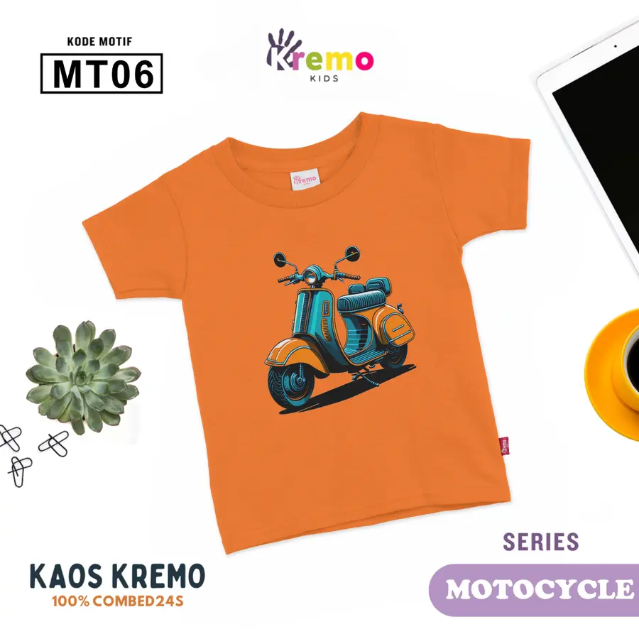 MT06 - Kaos Kids Combed 24s Pendek [Varian: S (3-4 y) / Biru]