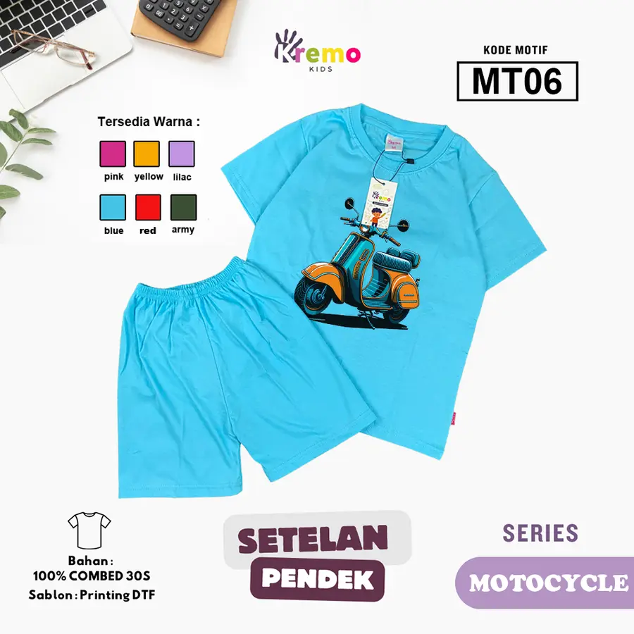 MT06 - Setelan Kids Combed 30s Pendek [Varian: S (3-4 y) / Army]