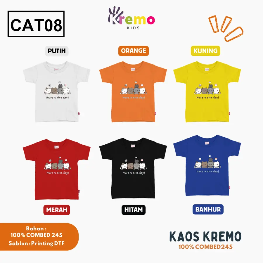 CAT08 - Kaos Kids Combed 24s Pendek [Varian: S (3-4 y) / Biru]