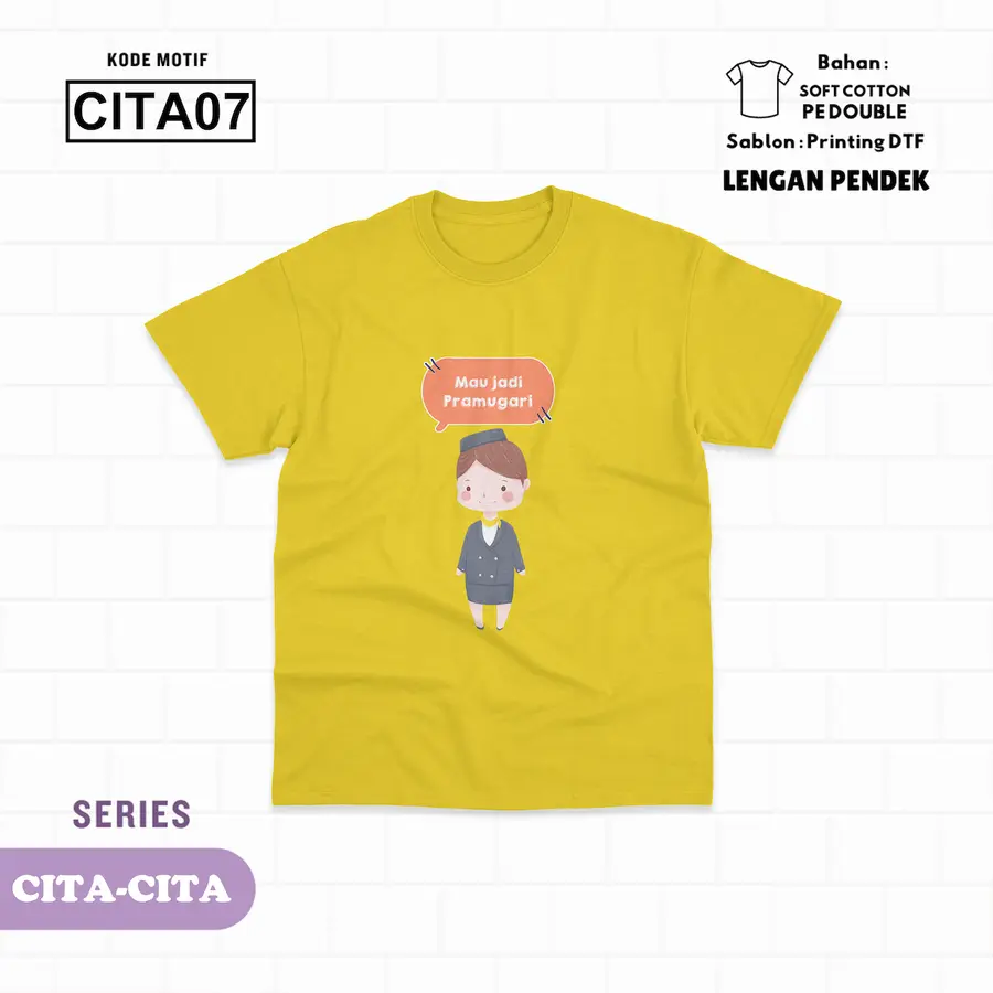 CITA07 - Kaos Kids Soft Cotton Pendek [Varian: L (5-6 y) / Hitam]