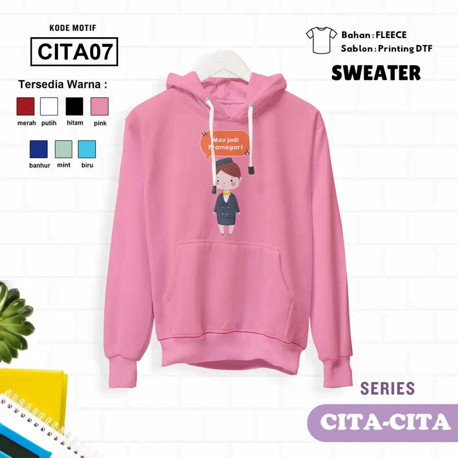 CITA07 - Sweter Kids Fleece Panjang [Varian: L (5-6 y) / Biru]