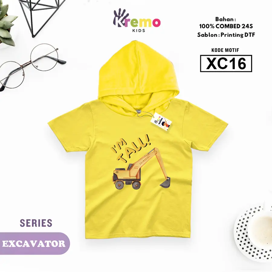 XC16 - Hoodie Kids Combed 24s Pendek [Varian: S (3-4 y) / Biru]