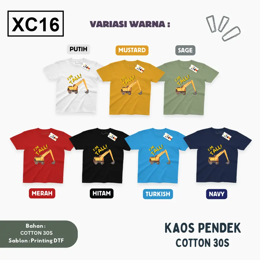 XC16 - Kaos Dewasa Cotton 30s Pendek [Varian: M / Biru Turkish]