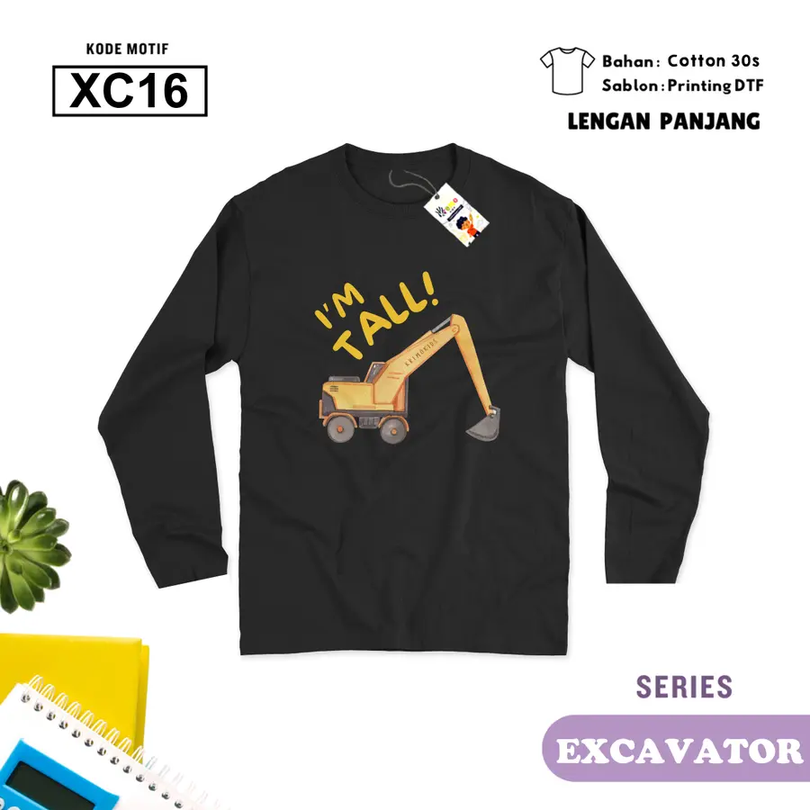 XC16 - Kaos Kids/Junior Cotton 30s Panjang [Varian: S Kids (1-2 y) / Biru Turkish]