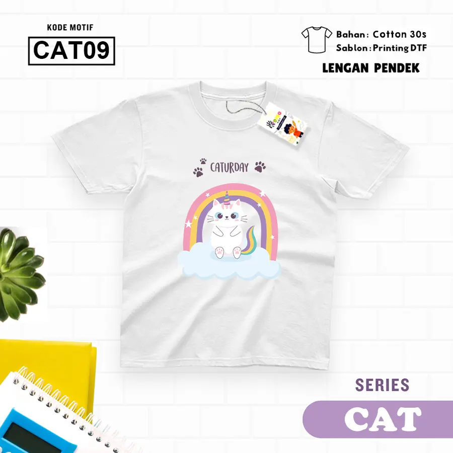 CAT09 - Kaos Dewasa Cotton 30s Pendek [Varian: M / Biru Turkish]