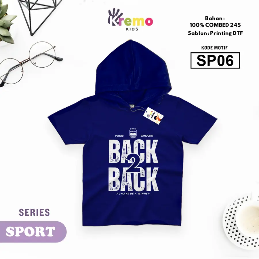 SP06 - Hoodie Kids Combed 24s Pendek [Varian: S (3-4 y) / Biru]