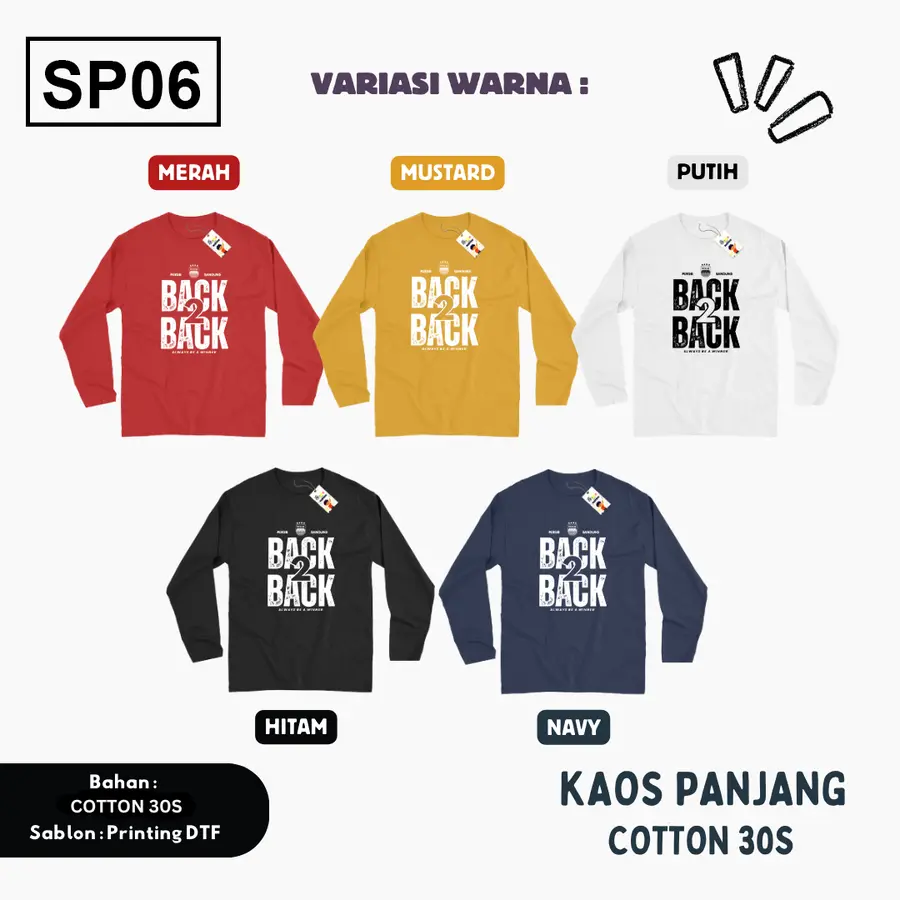 SP06 - Kaos Kids/Junior Cotton 30s Panjang [Varian: S Kids (1-2 y) / Biru Turkish]