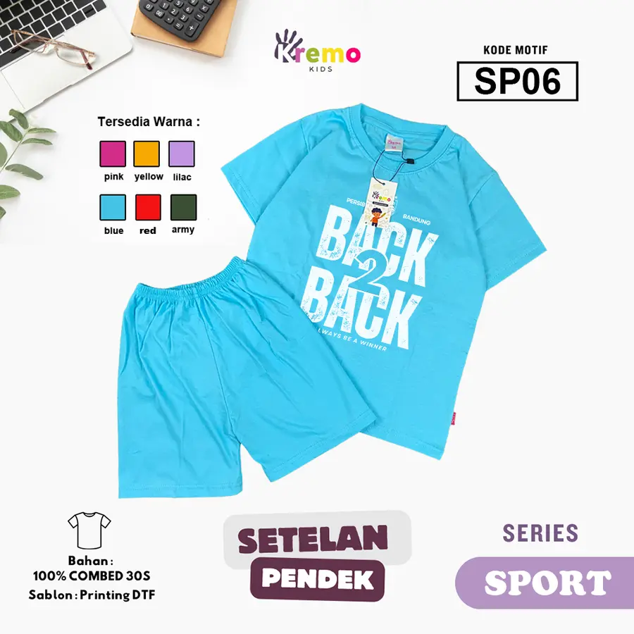SP06 - Setelan Kids Combed 30s Pendek [Varian: S (3-4 y) / Army]