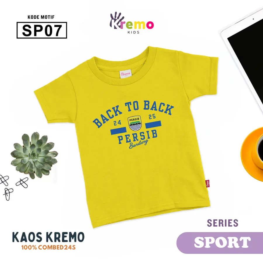 SP07 - Kaos Kids Combed 24s Pendek [Varian: S (3-4 y) / Biru]