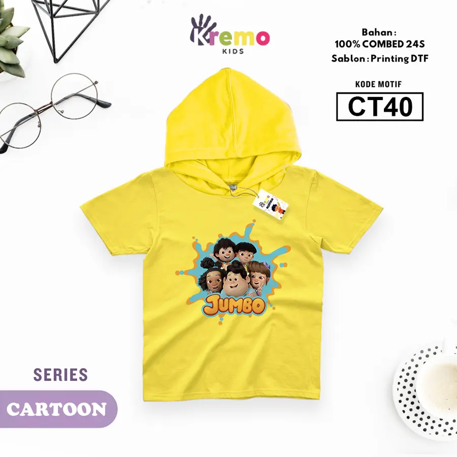 CT40 - Hoodie Kids Combed 24s Pendek [Varian: S (3-4 y) / Biru]