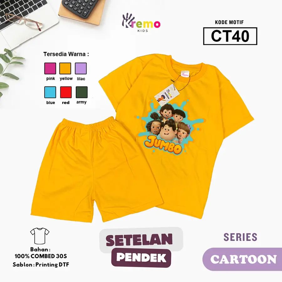 CT40 - Setelan Kids Combed 30s Pendek [Varian: S (3-4 y) / Army]