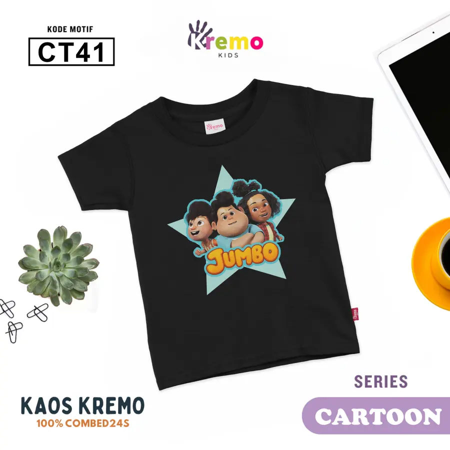 CT41 - Kaos Kids Combed 24s Pendek [Varian: S (3-4 y) / Biru]