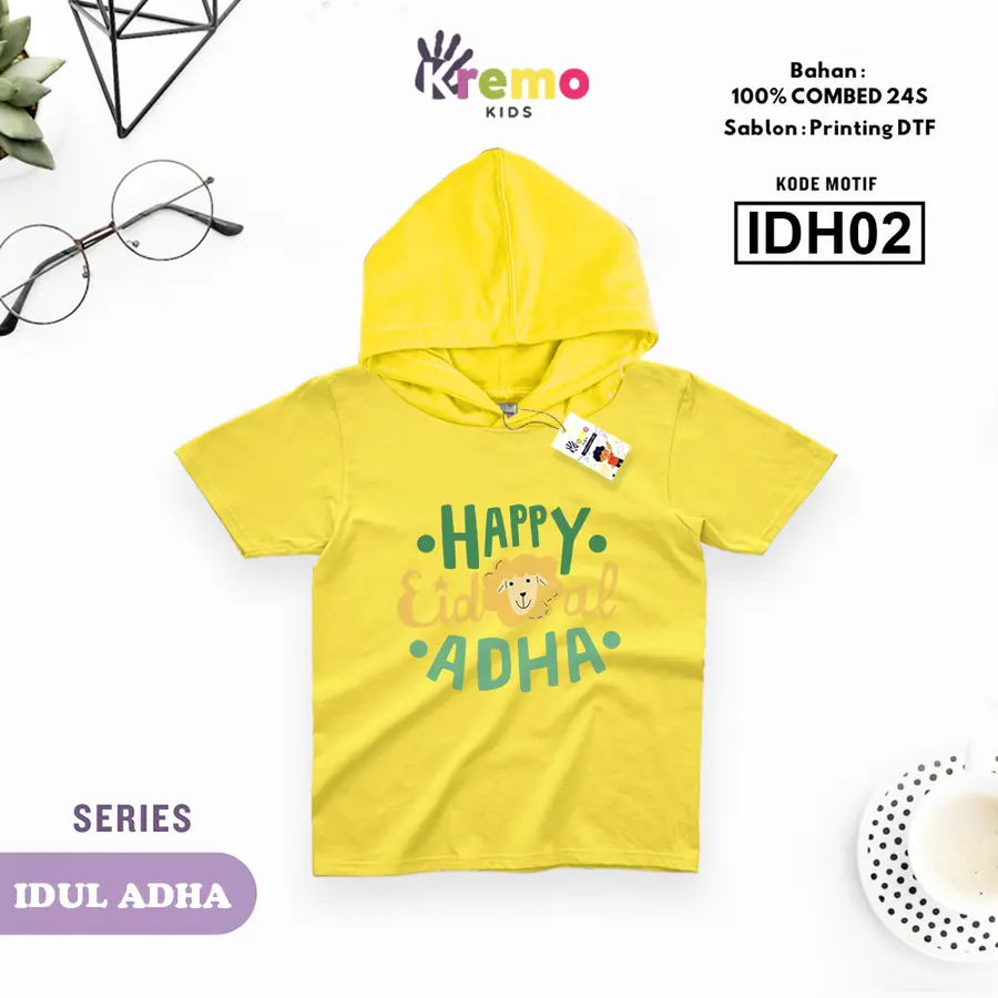 IDH02 - Hoodie Kids Combed 24s Pendek [Varian: S (3-4 y) / Biru]