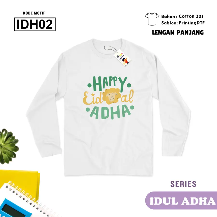 IDH02 - Kaos Kids/Junior Cotton 30s Panjang [Varian: S Kids (1-2 y) / Biru Turkish]