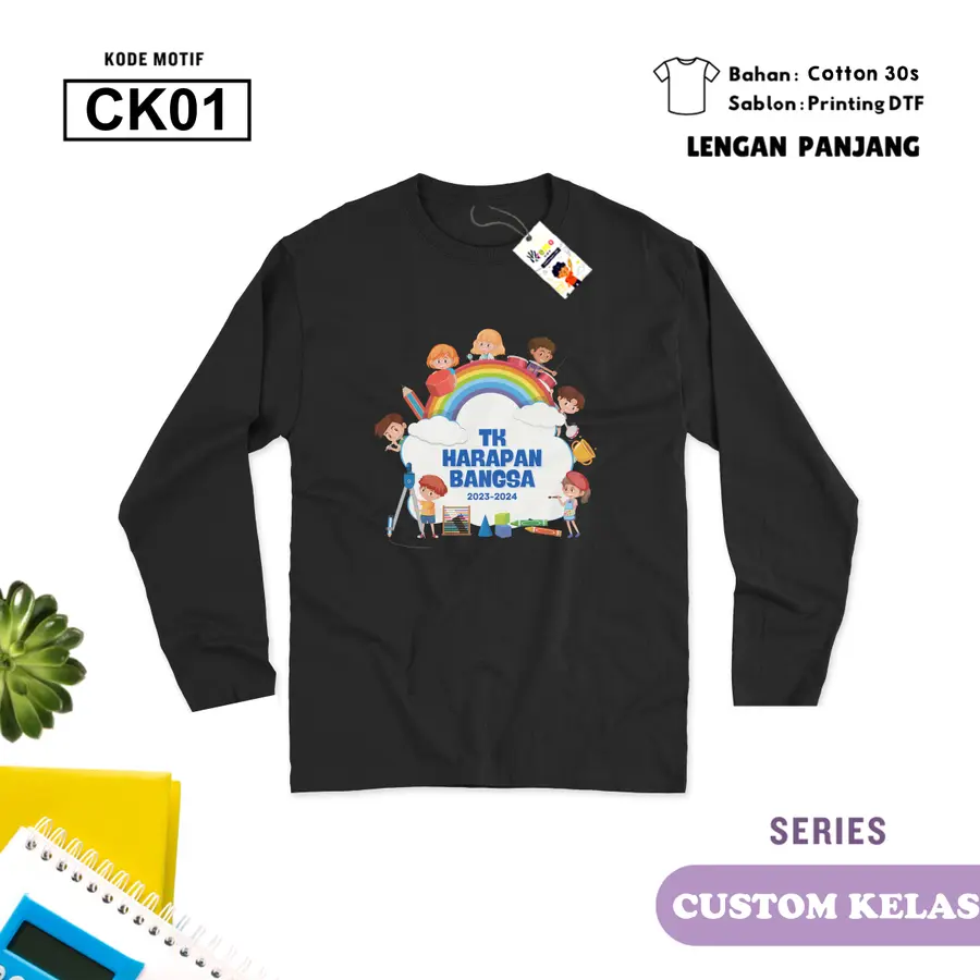 CK01 - Kaos Kids/Junior Cotton 30s Panjang [Varian: S Kids (1-2 y) / Biru Turkish]