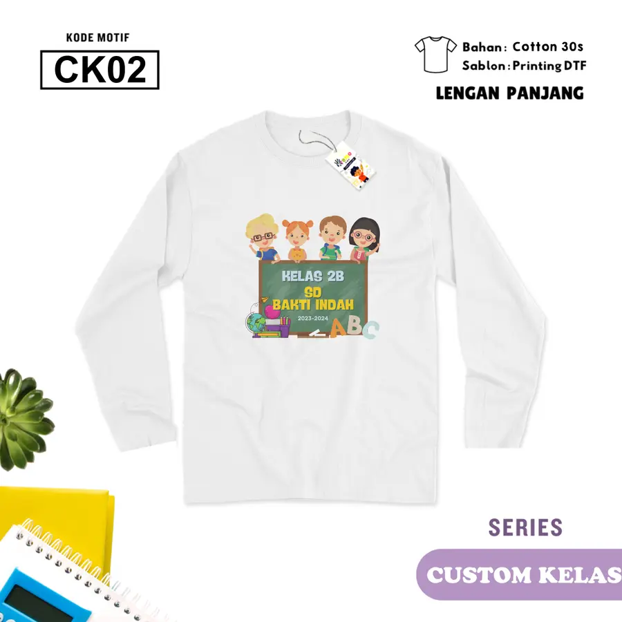 CK02 - Kaos Kids/Junior Cotton 30s Panjang [Varian: S Kids (1-2 y) / Biru Turkish]