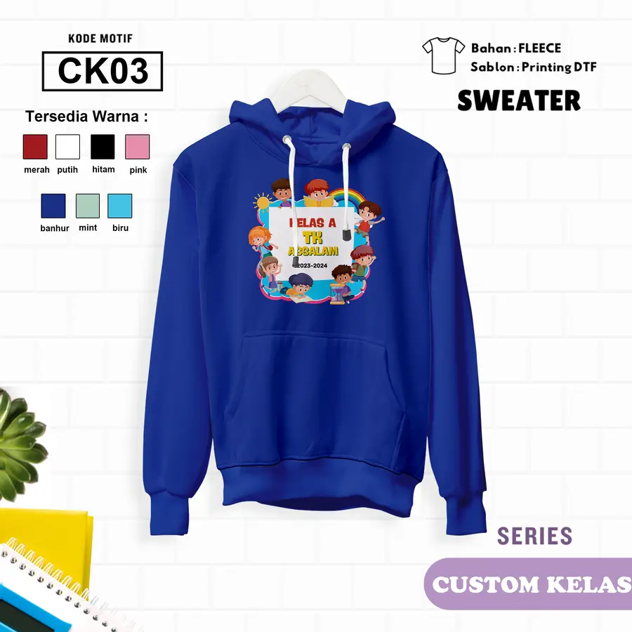 CK03 - Sweater Kids Fleece Panjang [Varian: L (5-6 y) / Biru]