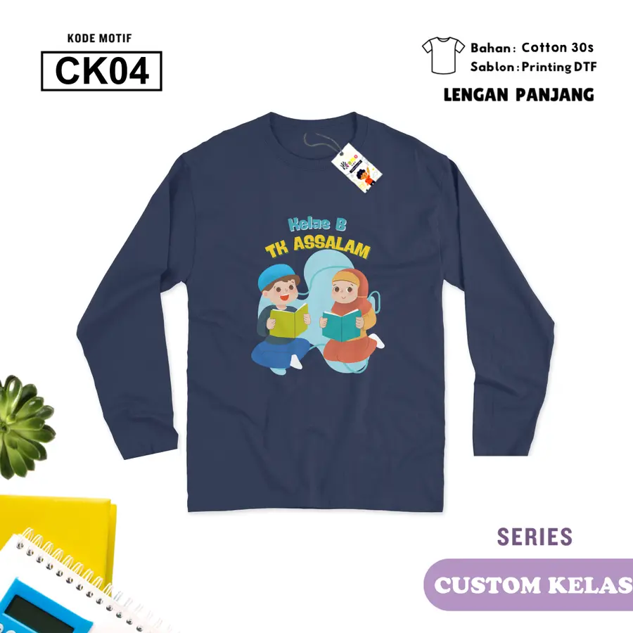 CK04 - Kaos Dewasa Cotton 30s Panjang [Varian: M / Hitam]